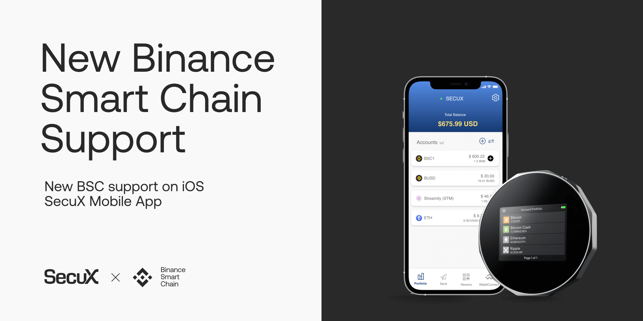 New Binance Smart Chain BSC support on iOS SecuX Mobile App | Product Update
