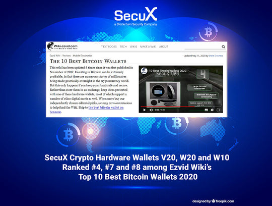 SecuX Crypto Hardware Wallets V20, W20 and W10 Ranked #4, #7 and #8 among Ezvid Wiki’s Top 10 Best Bitcoin Wallets 2020