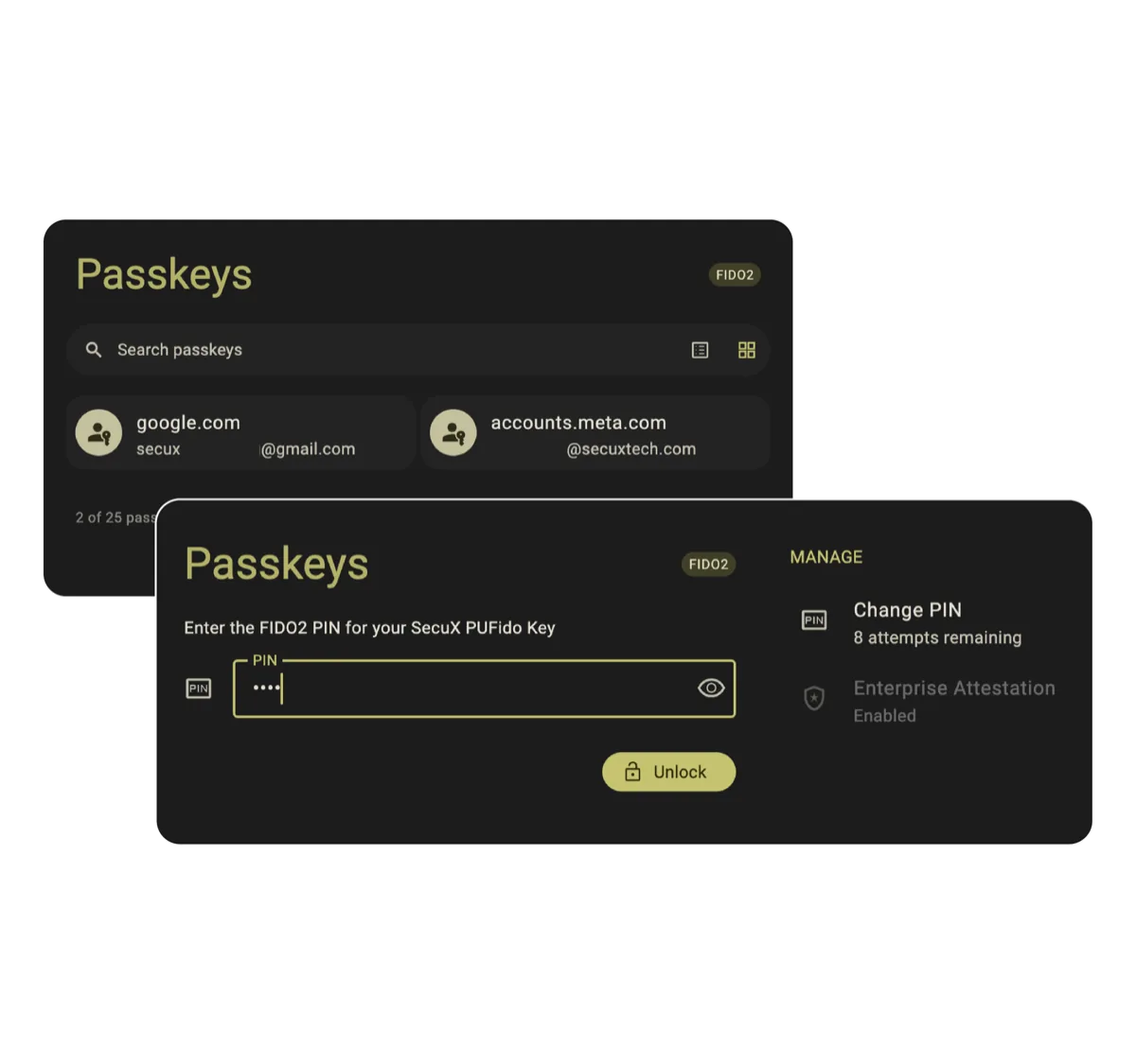 SecuX Authenticator PIN verification