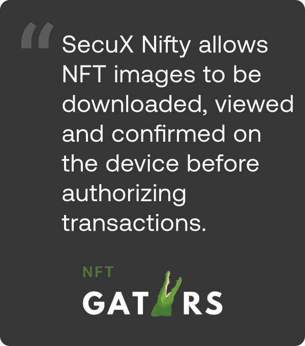 NFT Gators SecuX Nifty Press Release